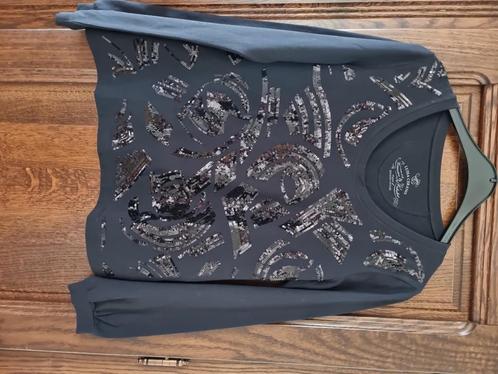 Luisa Cerano zwart top met pallietten, Kleding | Dames, Tops, Zo goed als nieuw, Maat 38/40 (M), Zwart, Lange mouw, Verzenden
