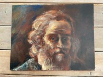 Schilderij / portret oude man met baard. Origineel werk.    beschikbaar voor biedingen