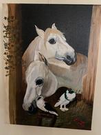 Paarden op stal, Antiek en Kunst, Kunst | Schilderijen | Klassiek, Ophalen of Verzenden