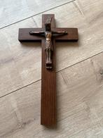 Antiek Houten Kruis met Corpus - Religieus Item Decoratie, Antiek en Kunst, Ophalen of Verzenden