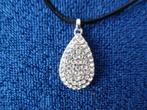 Claudio Ferrici ketting met swarovski hanger incl leren etui, Ophalen of Verzenden, Zilver, Overige materialen, Met edelsteen