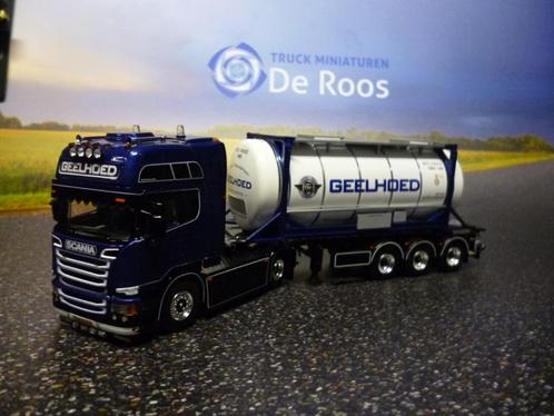 WSI Scania R met trailer Geelhoed, Hobby en Vrije tijd, Modelauto's | 1:50, Nieuw, Bus of Vrachtwagen, Wsi, Verzenden