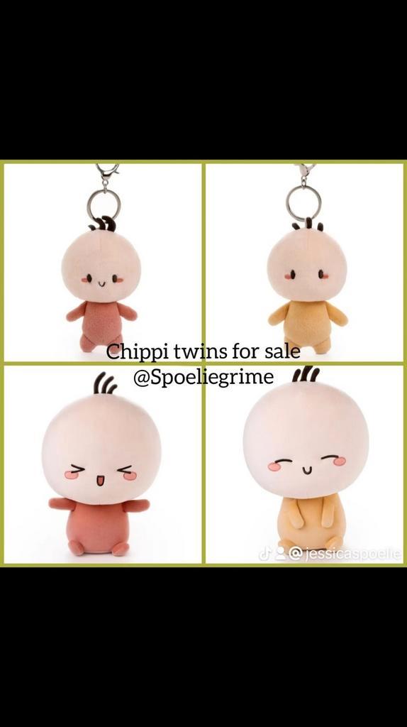 Chippitwins knuffels sleutelhangers klein en groot, Kinderen en Baby's, Speelgoed | Knuffels en Pluche, Nieuw, Overige typen, Verzenden