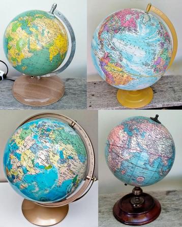 4x Antieke / Oude Globe Aardbol Wereldbol - Zie Omschrijving beschikbaar voor biedingen