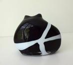 Glazen vaas zwart opaline met witte banen 3586-g, Ophalen of Verzenden