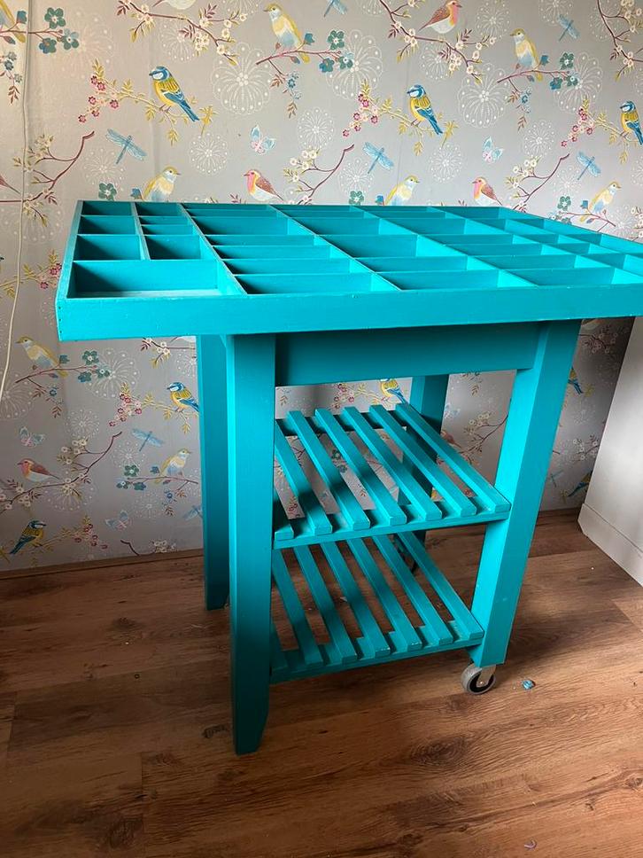 Sieraden, knutsel, workshop trolley kraam, Huis en Inrichting, Tafels | Sidetables, Gebruikt, 25 tot 50 cm, 50 tot 100 cm, Rechthoekig