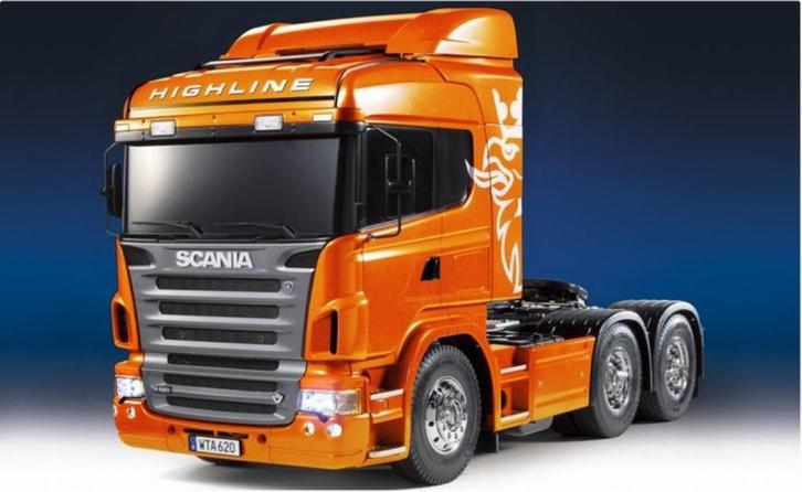 Tamiya RC vrachtwagen 23689, 1:14 Scania R620 metalic oranje, Hobby en Vrije tijd, Modelbouw | Auto's en Voertuigen, Nieuw, Truck