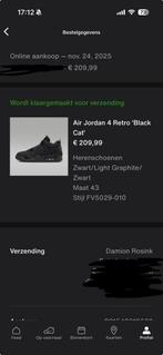 Jordan 4 Black Cat - maat 43, Ophalen of Verzenden