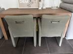 2 verrijdbare fauteuils taupekleur linnenlook, Ophalen, Gebruikt, Minder dan 75 cm, 50 tot 75 cm
