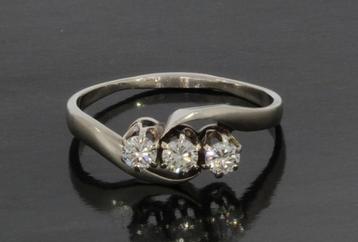 Diamanten 14k wit gouden fraaie vintage dames ring briljant beschikbaar voor biedingen