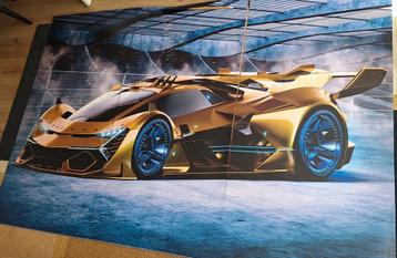Gouden Raceauto Foto Behang - 148x219,5 cm beschikbaar voor biedingen