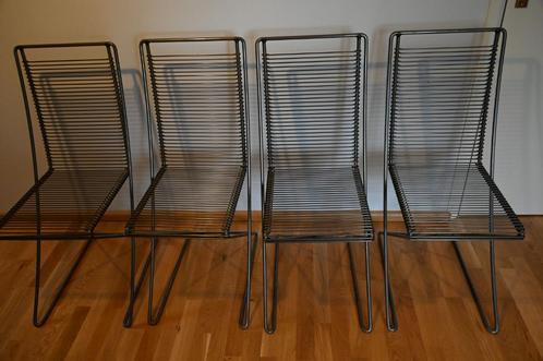 4 "Kreuzschwinger" tafelstoelen -  ruw gelakt staal, Huis en Inrichting, Stoelen, Gebruikt, Vier, Metaal, Overige kleuren, Ophalen
