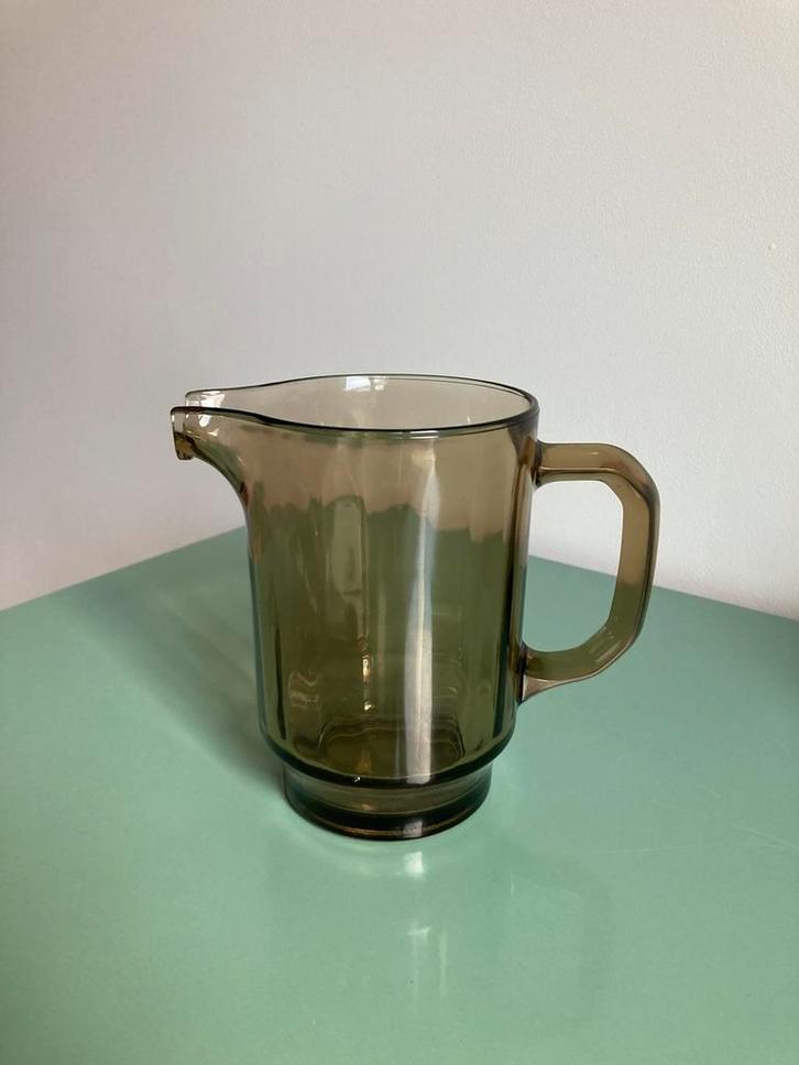 Vintage | kan van rookglas MCM, Huis en Inrichting, Keuken | Keukenbenodigdheden, Zo goed als nieuw, Ophalen of Verzenden