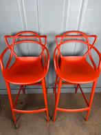 10 Kartell Masters design krukken in oranje zgan, Kunststof, 5 krukken of meer, Met voetsteun, 60 tot 90 cm