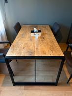 Mooie houten eetkamertafel met stalen frame, Huis en Inrichting, Ophalen, Gebruikt, Eikenhout, 50 tot 100 cm