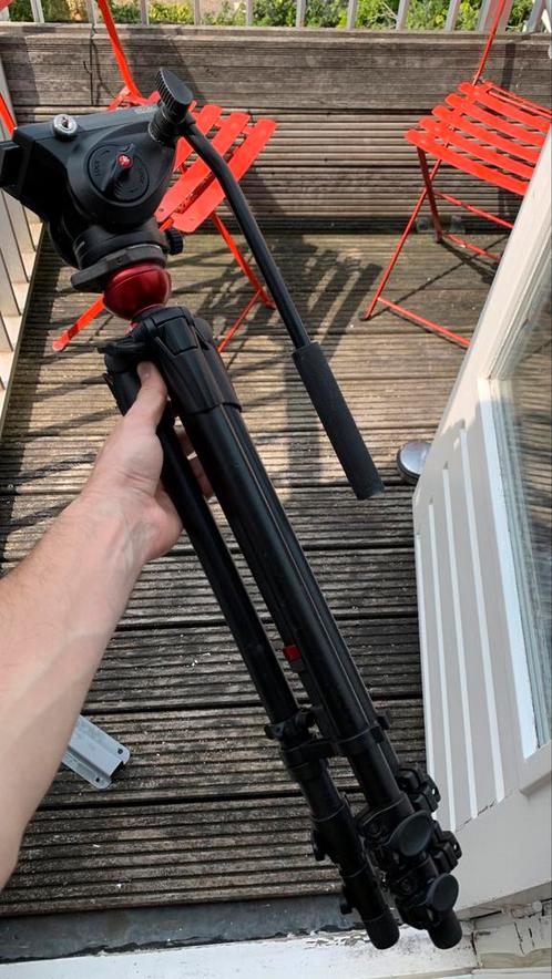 Manfrotto 756XB Statief/Tripod+MVH500AH Fluid Video Head, Audio, Tv en Foto, Fotografie | Statieven en Balhoofden, Refurbished
