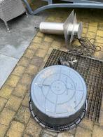 Rvs Waterornament voor de tuin met rooster en bak  en pomp, Ophalen, Gebruikt, Kunststof, Waterornament