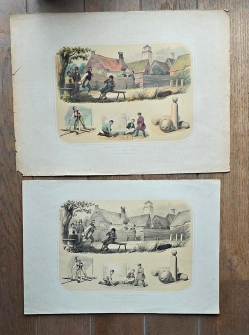 Litho kinderspelen, Antiek en Kunst, Kunst | Litho's en Zeefdrukken, Ophalen of Verzenden