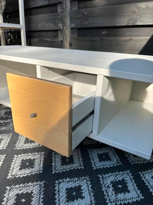 MDF-houten tv-meubel wit met lade (+opening draden), Huis en Inrichting, Kasten | Televisiemeubels, Zo goed als nieuw, Minder dan 100 cm