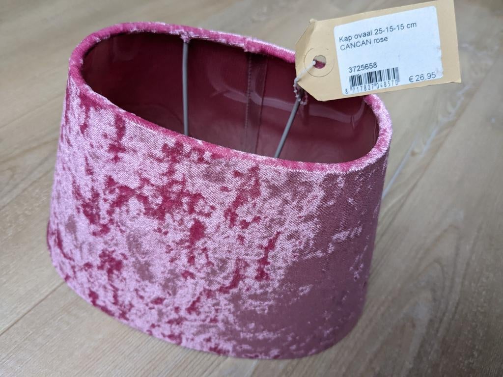 ❗NIEUW ovaal oudroze design velours lampenkapje, Ophalen, Overige kleuren, Nieuw, ROMANTISCH