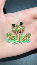Nieuwe Kikker Broche - Gratis Verzending!, Sieraden, Tassen en Uiterlijk, Broches, Overige materialen, 4 tot 7 cm, Met strass