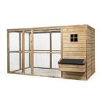 Houten kippenren met nachthok of sluis