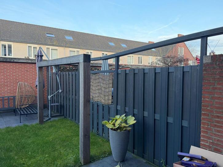 Grijze Elephant Schutting - Gebeitst Hout, Tuin en Terras, Schuttingen, Gebruikt, Hout, 1 tot 2 meter, 3 tot 6 meter, Ophalen