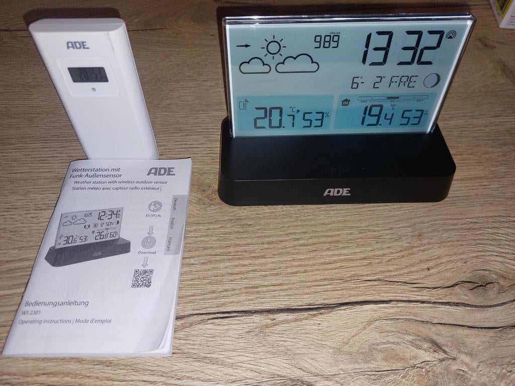 ADE 2301 Weerstation met Buitensensor, Audio, Tv en Foto, Weerstations en Barometers, Ophalen of Verzenden, Zo goed als nieuw