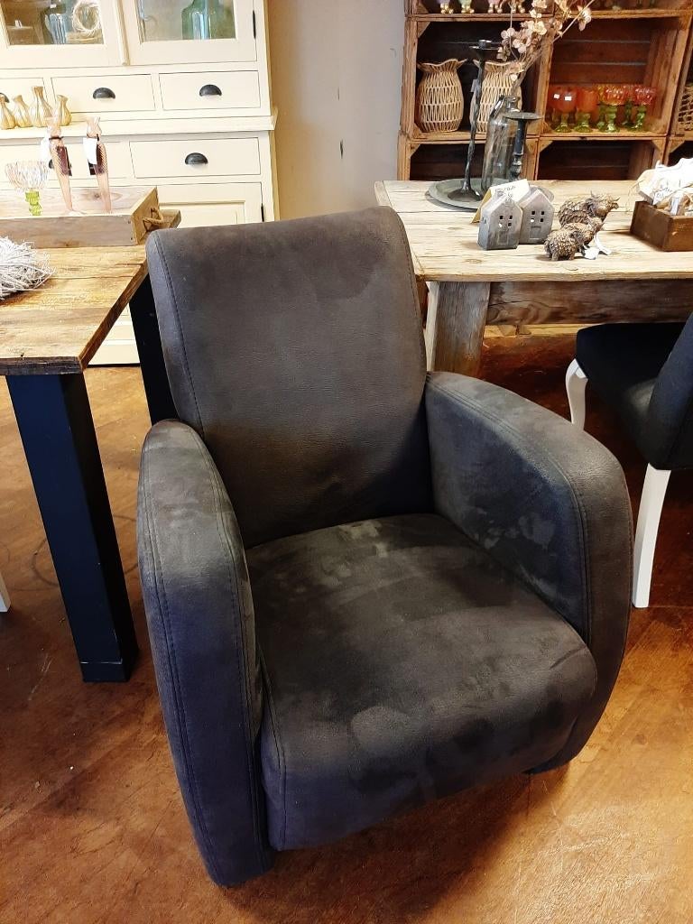 ***SALE***Comfortabele bruingrijze fauteuil, Huis en Inrichting, Fauteuils, Ophalen, Gebruikt, Minder dan 75 cm, Stof