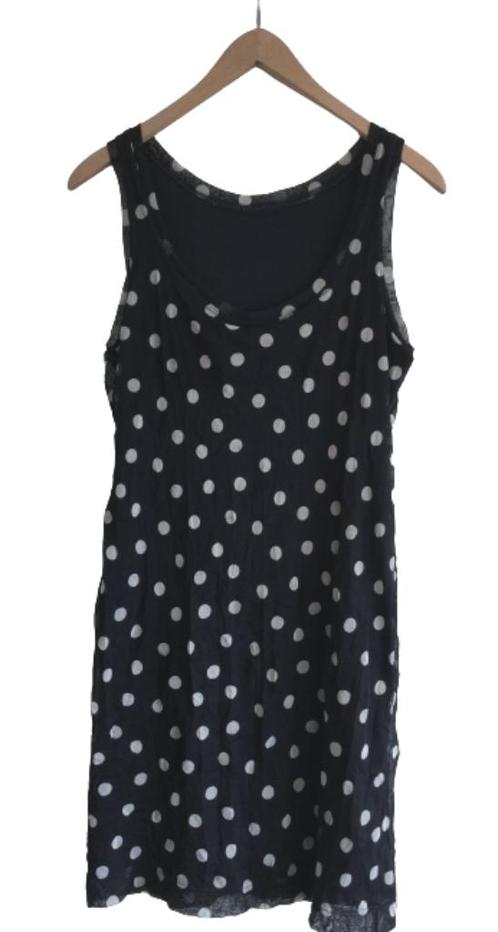 Damesjurkje maat 38/40 donkerblauw met stippen, Kleding | Dames, Jurken, Zo goed als nieuw, Maat 38/40 (M), Blauw, Knielengte