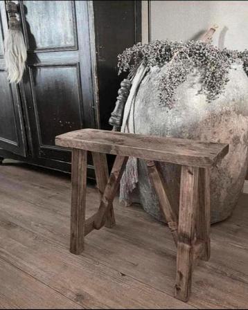 ~Stoer Sober Landelijk Houten Krukje/Bankje~ beschikbaar voor biedingen