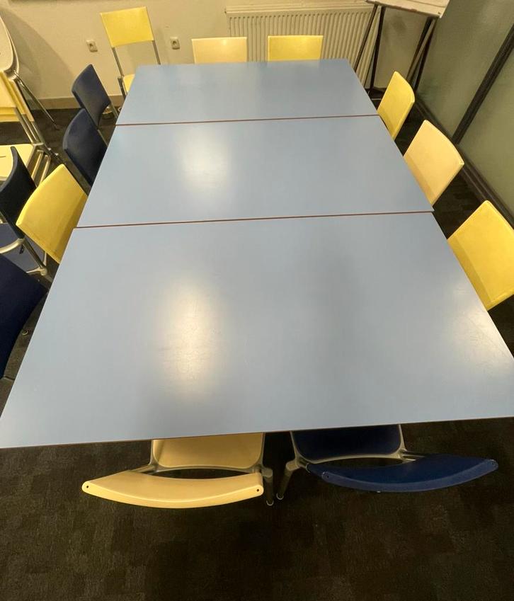 Vintage tafels en stoelel Blitz Segis Italy. Prijs per set., Huis en Inrichting, Tafels | Eettafels, Gebruikt, 50 tot 100 cm, Rechthoekig