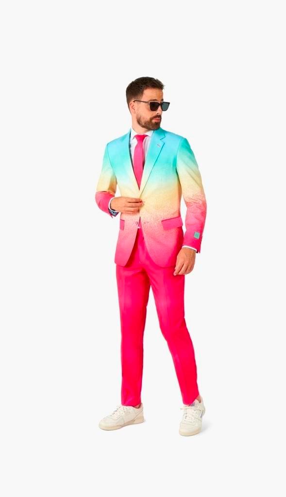 Opposuits kostuum Funky Fade XL EU58, Kleding | Heren, Kostuums en Colberts, Zo goed als nieuw, Maat 56/58 (XL), Roze, Ophalen of Verzenden