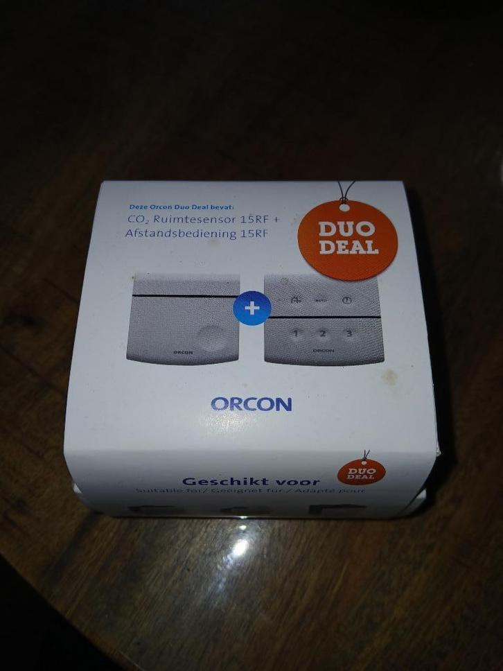 Te koop Orcon duo set ruimtesensor co2 +15rf afstandbed, Doe-het-zelf en Verbouw, Ventilatie en Afzuiging, Nieuw, Ventilator, Ophalen of Verzenden