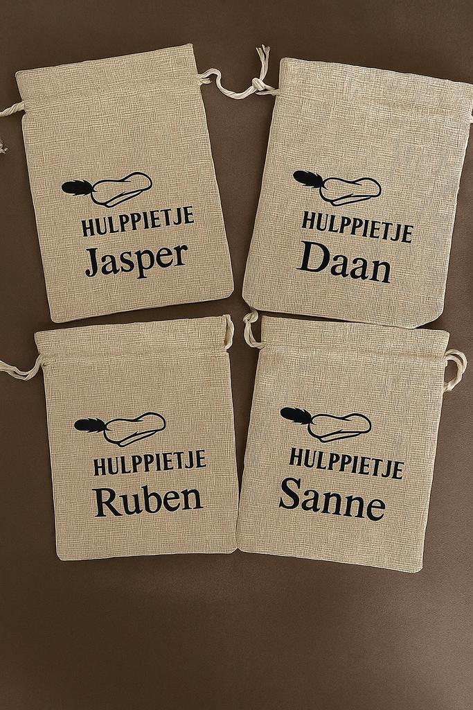 Jute zakjes met naam!, Diversen, Sinterklaas, Zo goed als nieuw, Ophalen of Verzenden