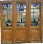 3- delige set jugendstil glas in lood deuren 216x214cm.