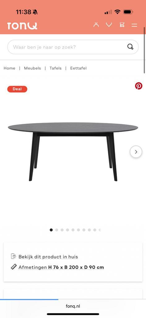 Fonq zwarte eettafel ovaal, Huis en Inrichting, Tafels | Eettafels, Gebruikt, 50 tot 100 cm, 200 cm of meer, Vier personen, Ovaal