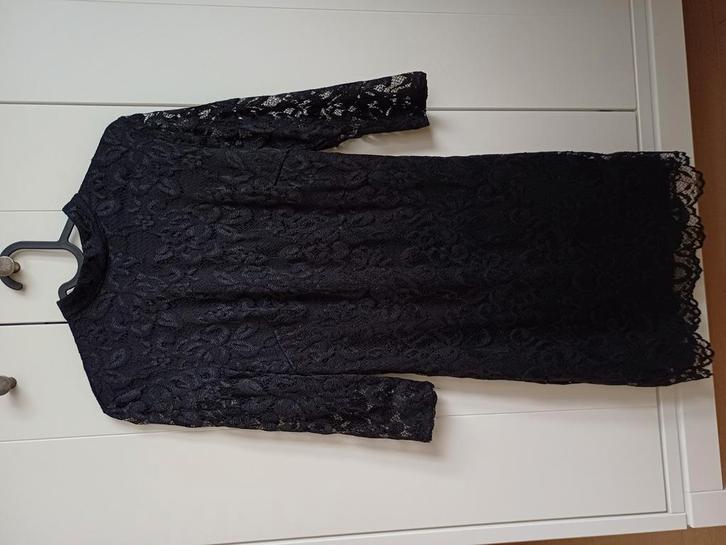 Zwarte jurk (kant), Kleding | Dames, Jurken, Zo goed als nieuw, Maat 36 (S), Zwart, Boven de knie, Ophalen of Verzenden