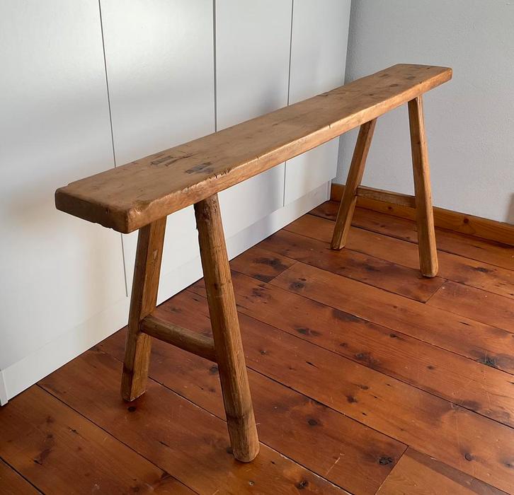 Massief wand-/halbankje in landelijke stijl, Antiek en Kunst, Curiosa en Brocante, Ophalen