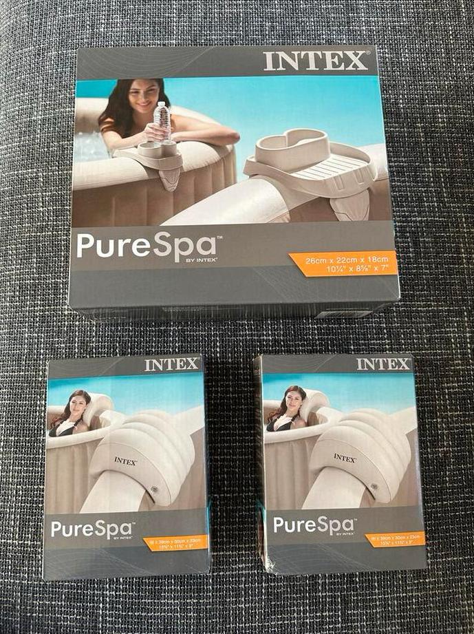 2 Intex Spa Hoofdsteunen + 1 Glazenhouder - Nieuw, Ophalen of Verzenden, Nieuw, Opblaasbaar
