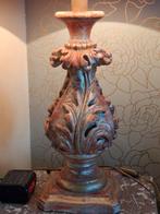 Schitterende lamp houtgesneden voet Brocante, Ophalen of Verzenden