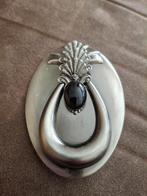 Vintage stalen gesp met onyx. 9cm, Sieraden, Tassen en Uiterlijk, Broches, Ophalen of Verzenden, Zo goed als nieuw, Zilver, Overige materialen