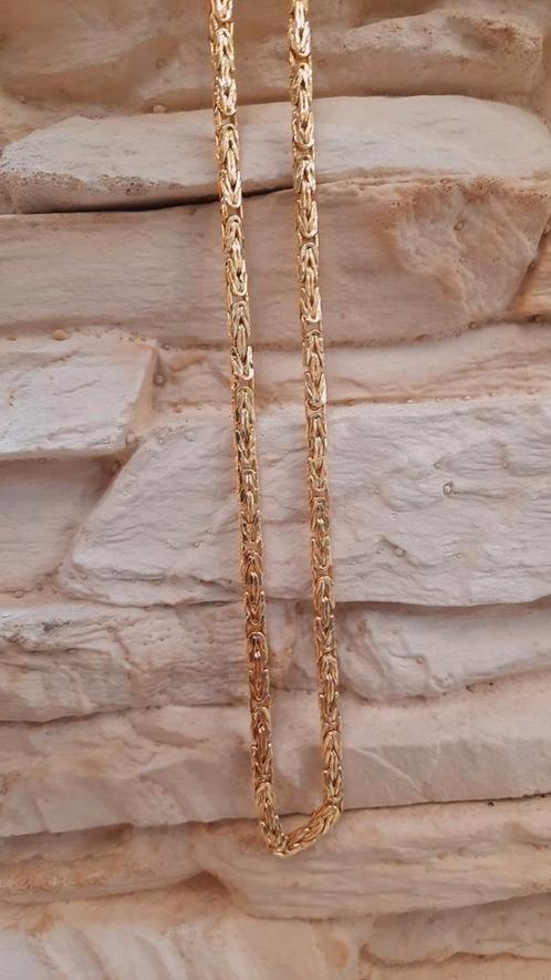 gouden platte koningsketting 14kt, Sieraden, Tassen en Uiterlijk, Kettingen, Nieuw, Goud, Goud, Ophalen of Verzenden