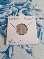 Nederland: een zeer mooie nikkelen 25 cent munt uit 1982, Ophalen of Verzenden, Koningin Beatrix, 25 cent, Losse munt