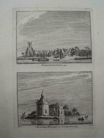 A 39-40 / Schenkenschans en Kasteel Byland Kopergravure 1745 beschikbaar voor biedingen