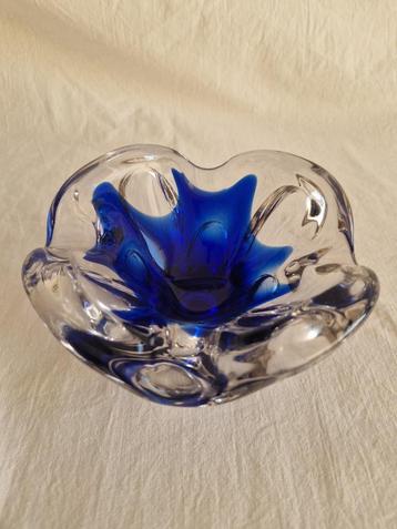 Vintage glazen asbak transparant en blauw #196 beschikbaar voor biedingen