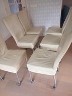 6 leren Eetkamerstoelen van Goossens Meubelen, Huis en Inrichting, Stoelen, Ophalen of Verzenden, Zo goed als nieuw