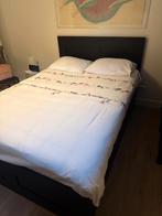 IKEA Brimnes Bedombouw met Matras, Topper & Lattenbodem, Ophalen, Zwart, 140 cm, Zo goed als nieuw