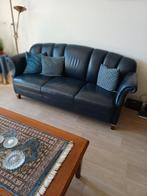 Leren Bankstel met Fauteuil en Salontafel, Ophalen, Gebruikt, Hout, Klassiek