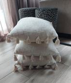 3 Ibiza Bohemian style kussens met flosjes 45x45 cm, Huis en Inrichting, Ophalen of Verzenden, Zo goed als nieuw, Vierkant